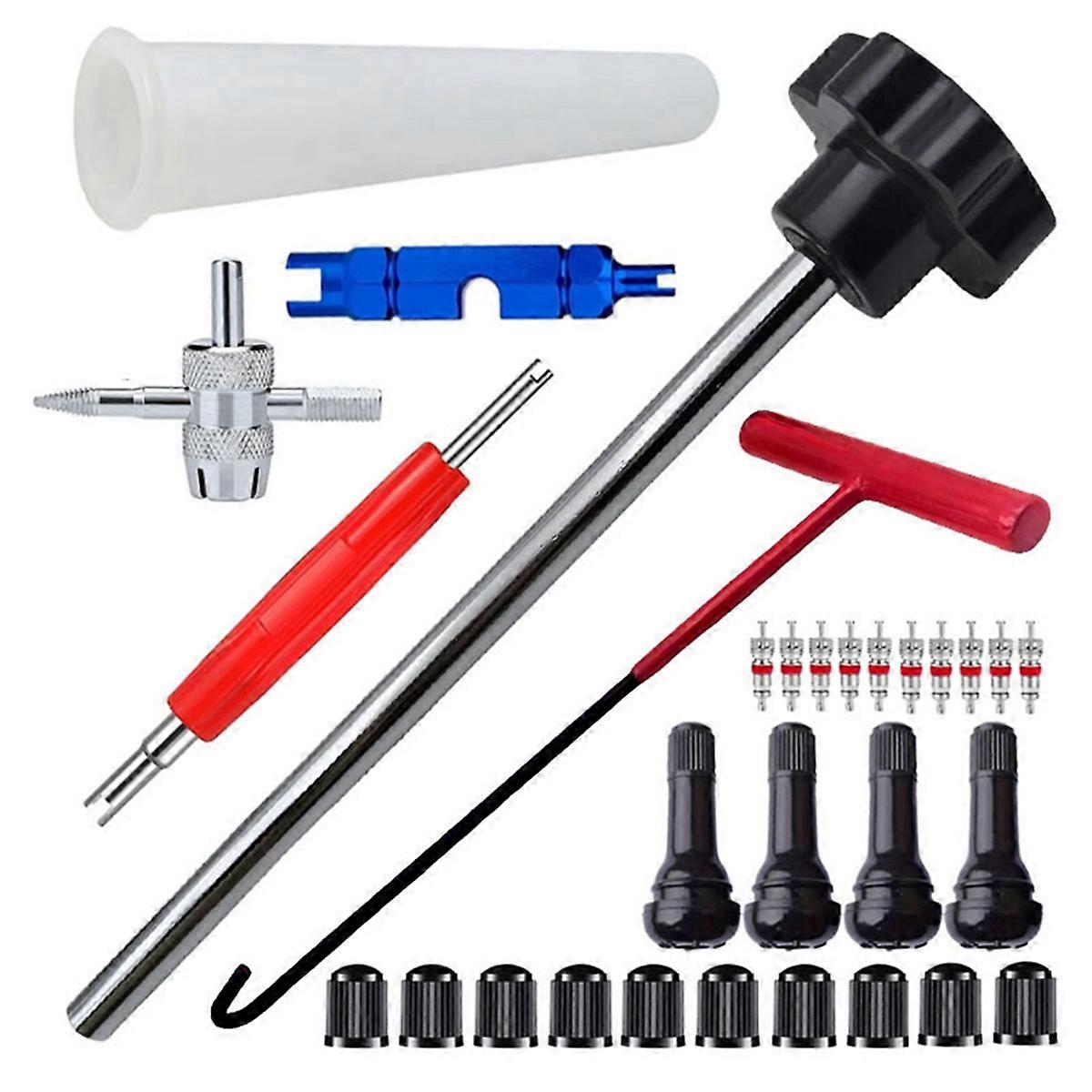 30pc Car Quick Change Tire Valve Tool Kit Valve Stem Tire Valve Stem for TR413 Valve Replacement In