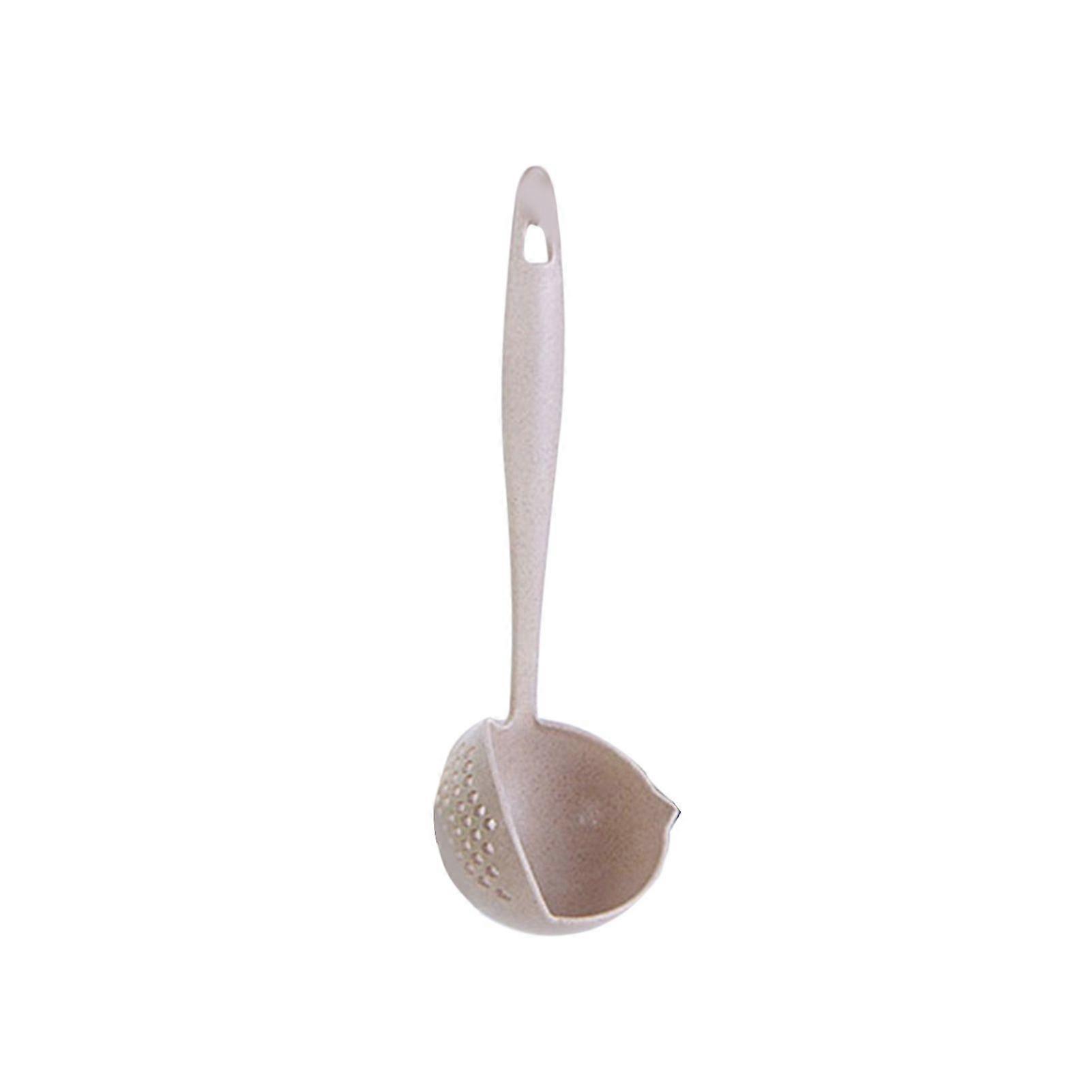Long Handle Colander 2 in 1 Kitchen Anti Scald Long Handle Round Filter Colander Spoon TablewareBeige
