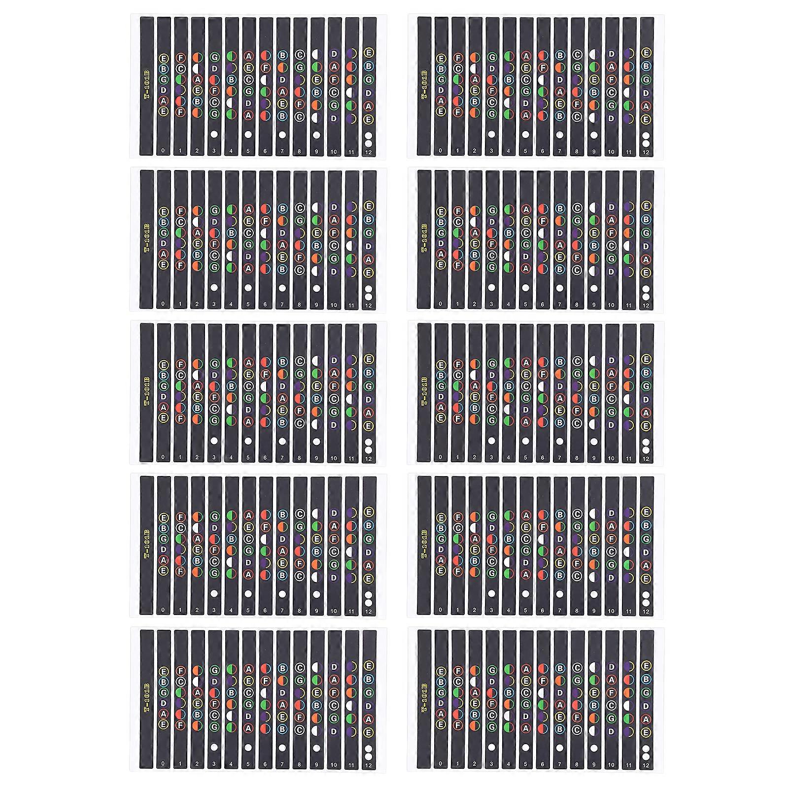 10 Sheet Guitar Fretboard Stickers Fingerboard Frets Coded Note Scale Decals for Beginner Learner PracticeT-101B