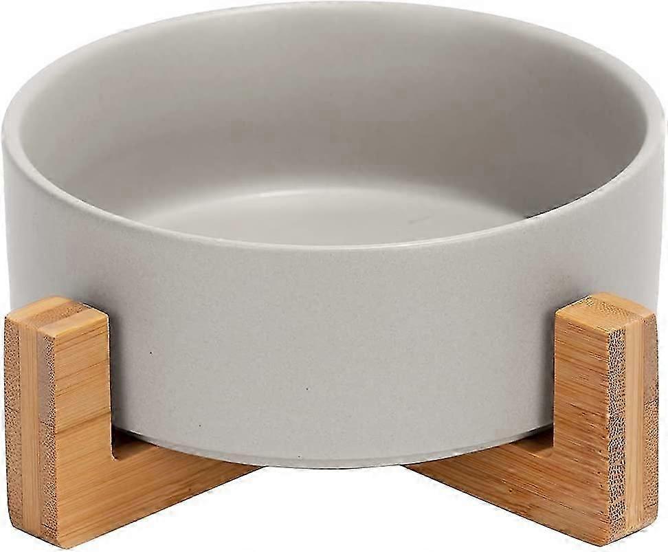 طقم وعاء ووعاء للكلاب طقم وعاء سيراميك للكلاب والقطط مع حامل خشبي ، طقم ماء طعام حديث ولطيف للكلاب الصغيرة (0.38 كجم) المتوسطة