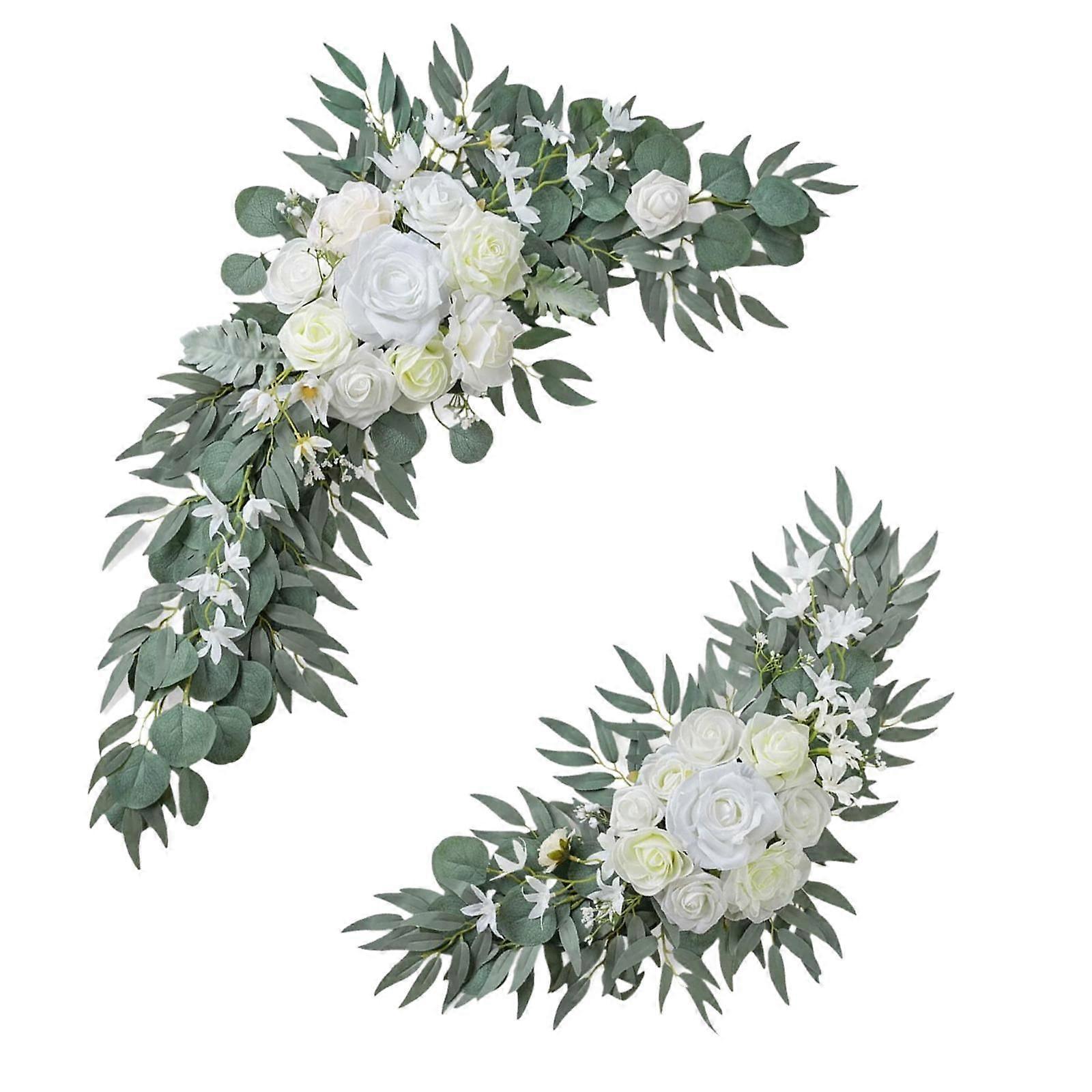 2Pcs Artificial Flowers Swag Set Wedding Arch Flowers for Backdrop Reception Style A