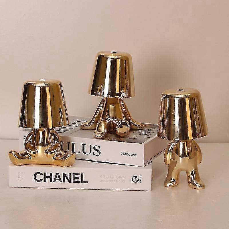 Lighting Lamp With Touch Light, Thinker Statue Golden Man Decoration Led Lighting, Usb Charging, The Light Is Soft And Beautiful, Romantic And Bright