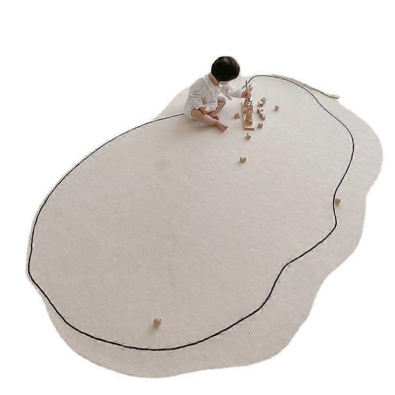 Carpet Simple Thickened Densified Odorless Machine Washable Area Rug for Living Room Irregular Shape Milky White 60x120cm/23.6x47.2in