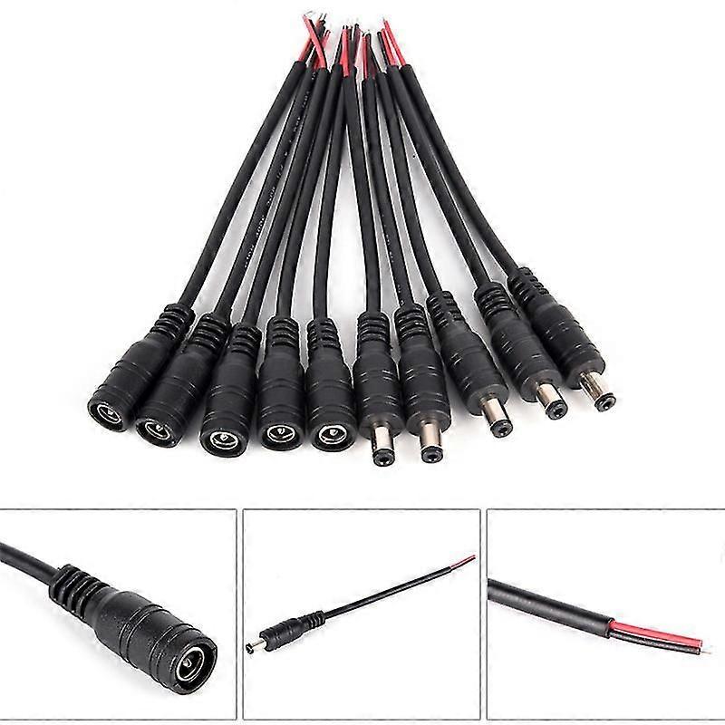 5pair Security 5.5x2.1mm Male+Female DC Power Socket Plug Connector Cable Wire