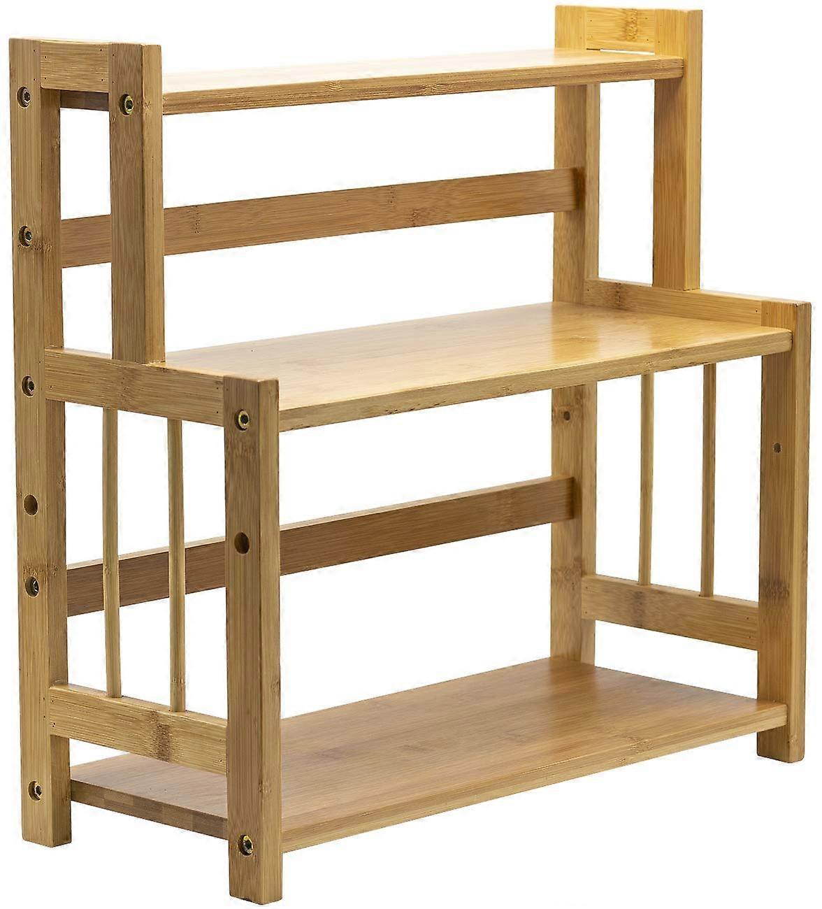 Bamboo Wooden Kitchen Counter Organizer 3-Tier Storage Rack for Utensils, Spice Jars, and Cookware