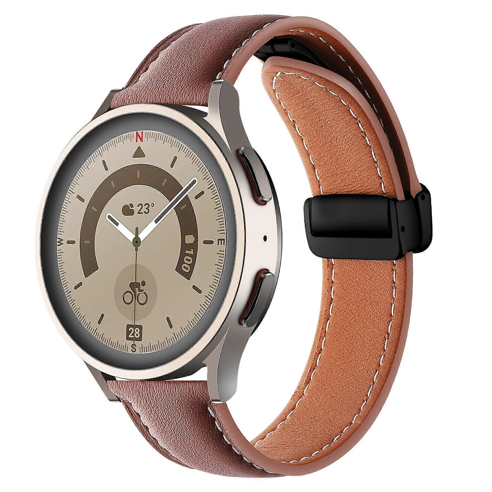 Folding Buckle Plain Weave Leather Watch Band