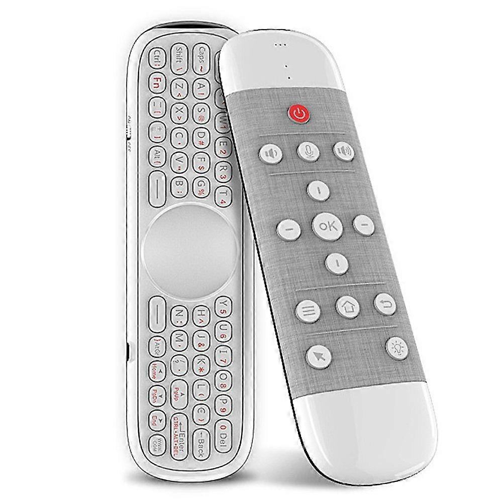 Q40音声リモコン2.4GワイヤレスキーボードエアマウスIR学習マイクロタイプジャイロバックライト付きホワイト