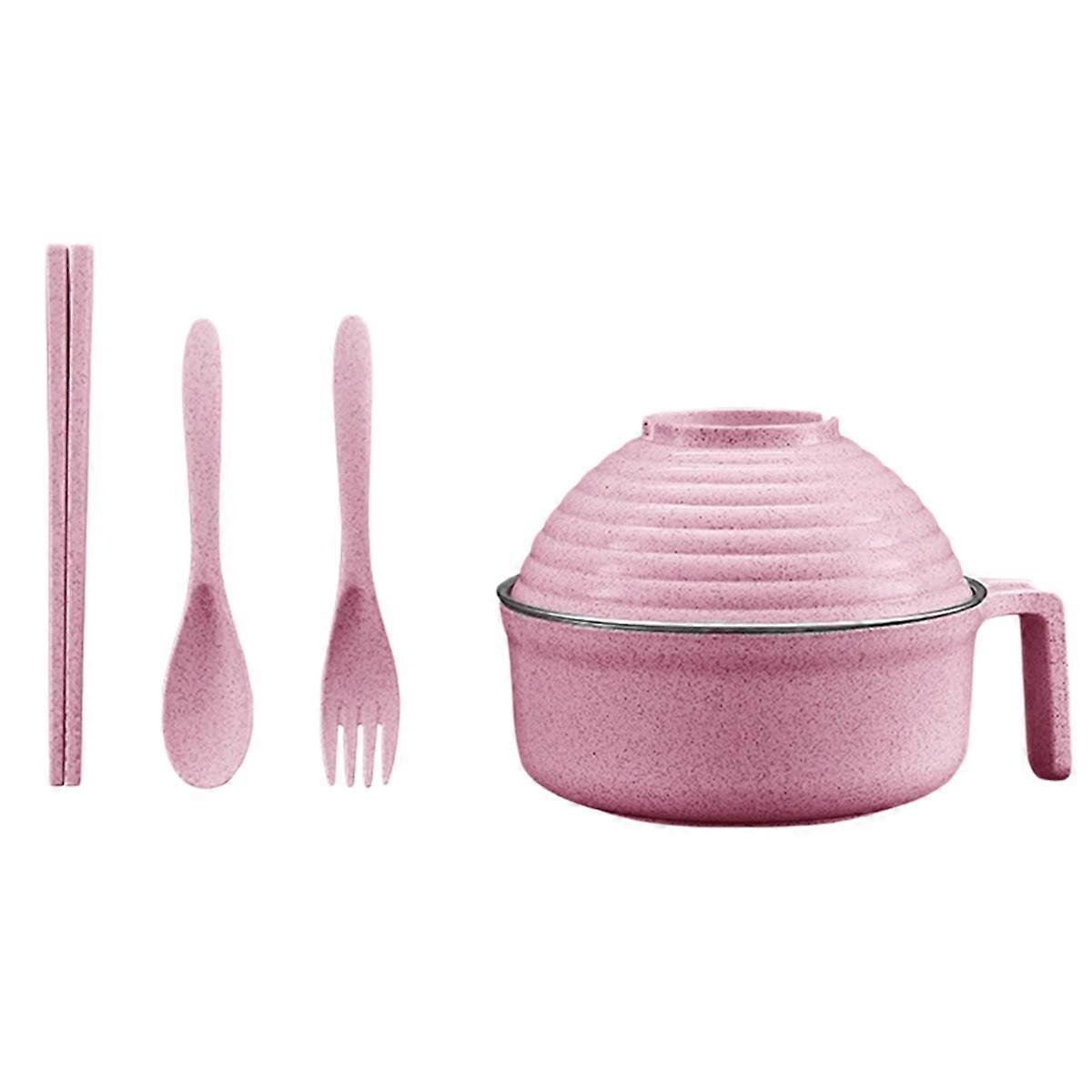 Instant Noodle Bowl Set, Biodegradable Bowl with Lid and Handle