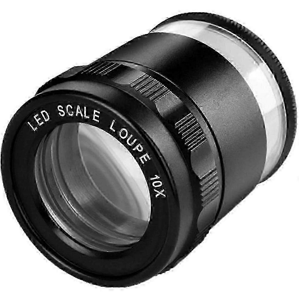 10X LED Scale Loupe Magnifier - Illuminated Desktop Magnifying Glass with Detachable Reticle and Coated Optical Lens
