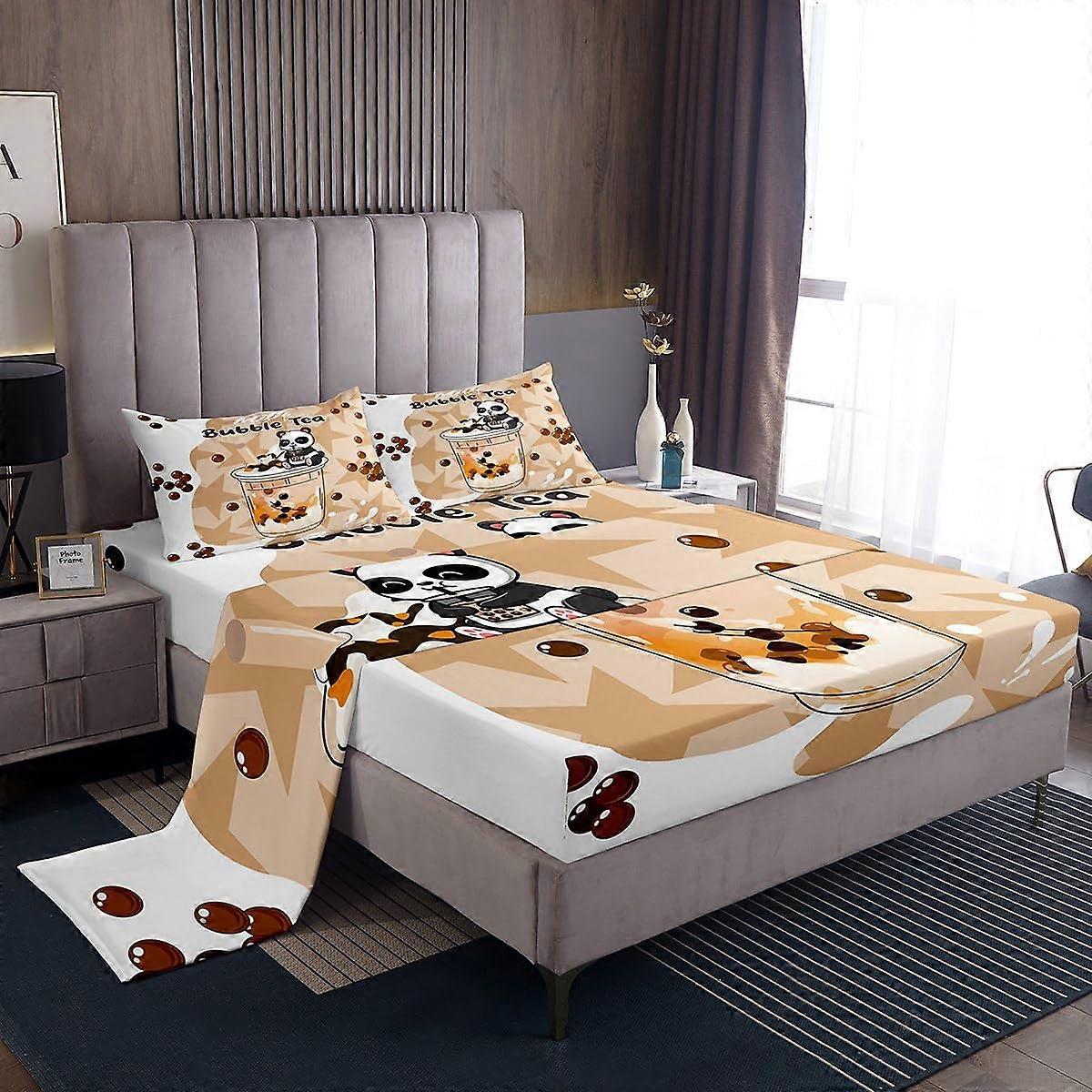 Cute Panda Bed Sheet 1 Set For Queen Size W60 L80 H16 Dimensions Panda Pattern Bedding Bedroom Decor