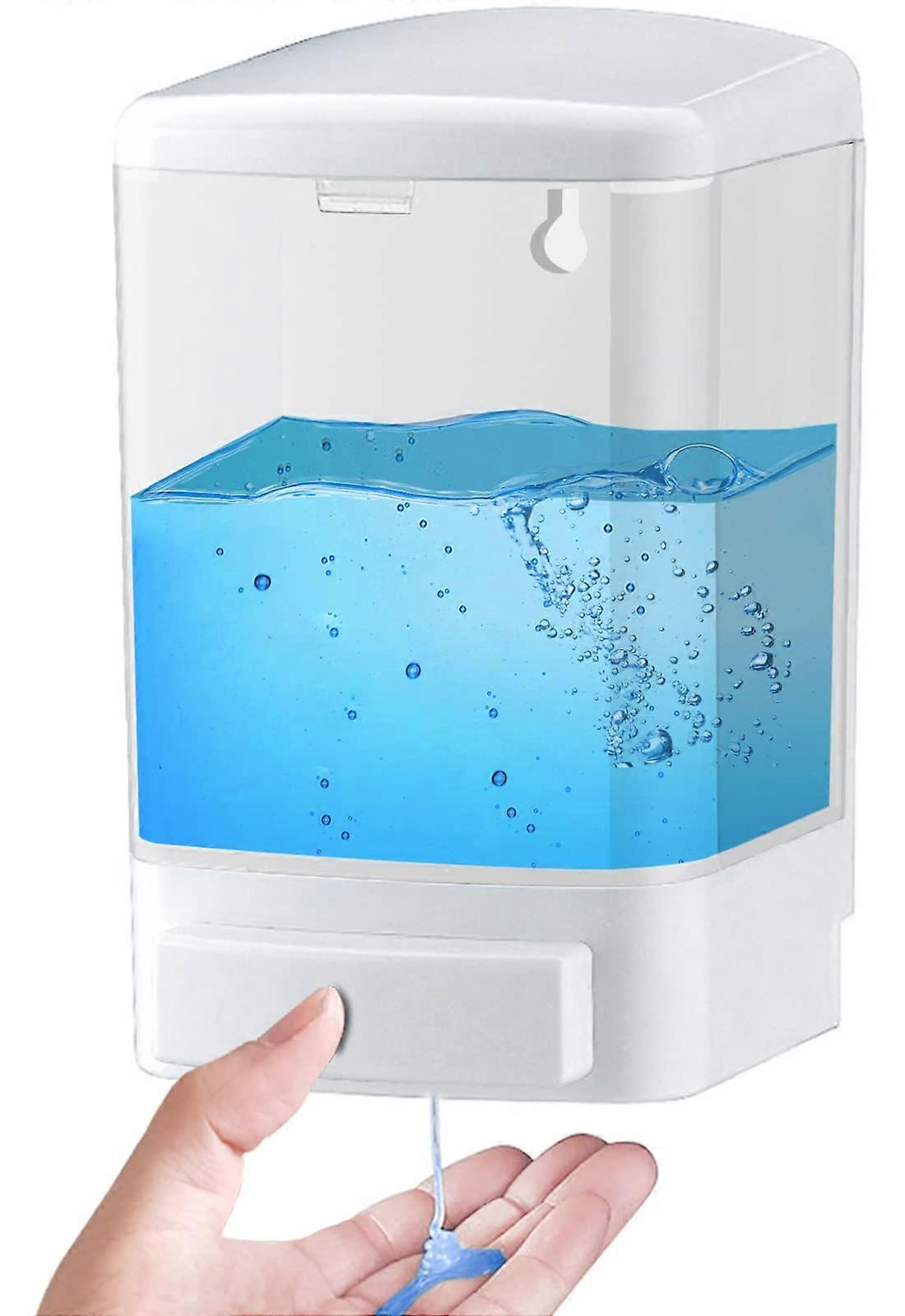 Manual Soap Dispenser Wall Mounted 1000 Ml Plastic Chamber White And Transparent For Liquid Soap Shampoo Gel