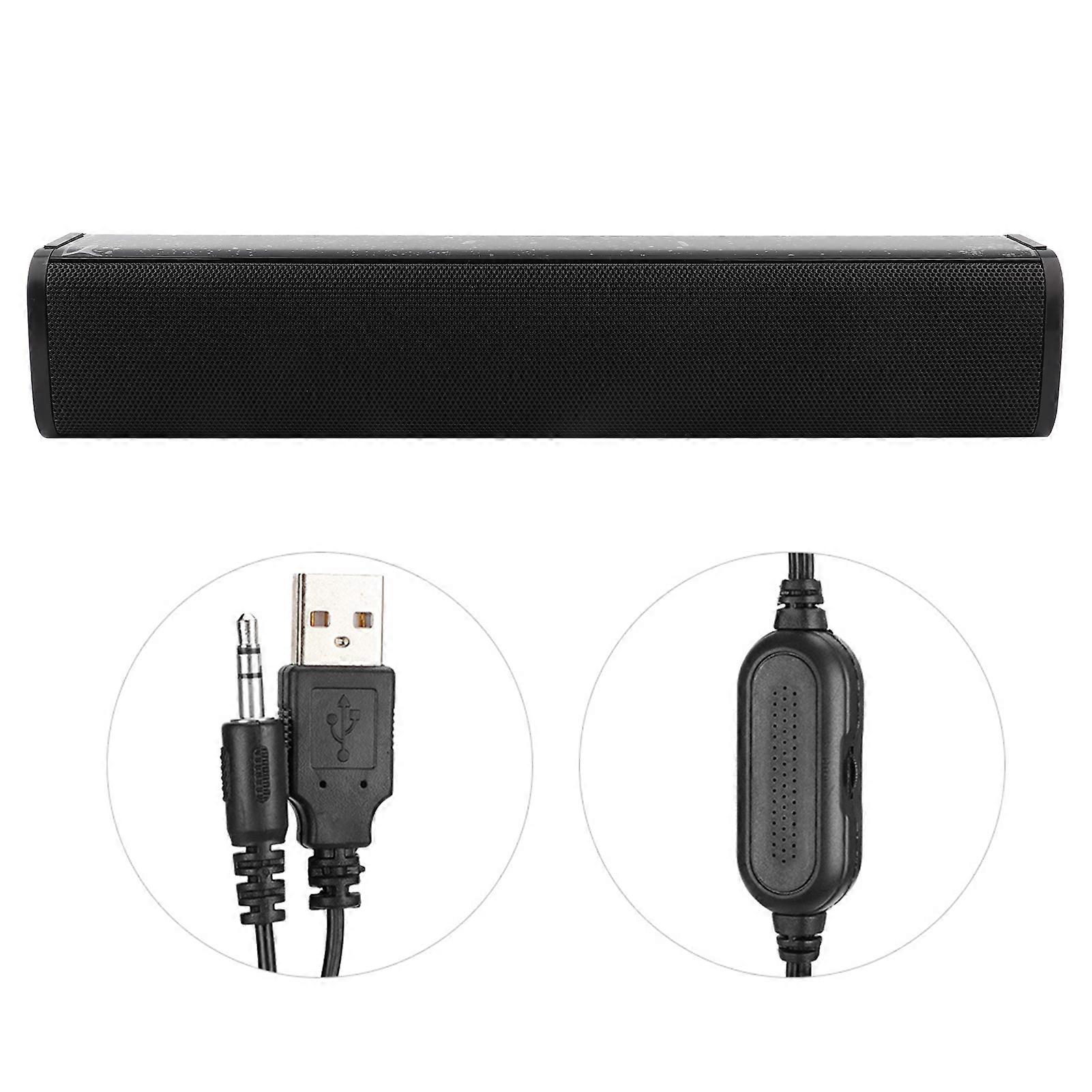CP666 USB Wired Speaker Black Built‑in Stereo Power Amplifier for Laptops Desktops Phones MP3