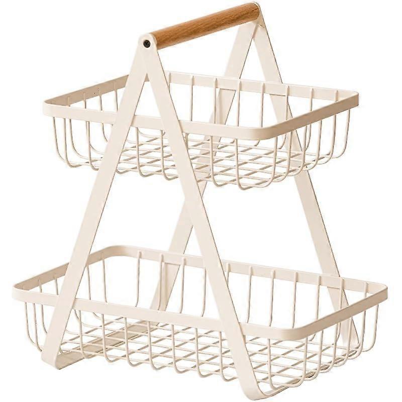 Rectangular White Fruit Basket Bowl for Kitchen Counter Storage