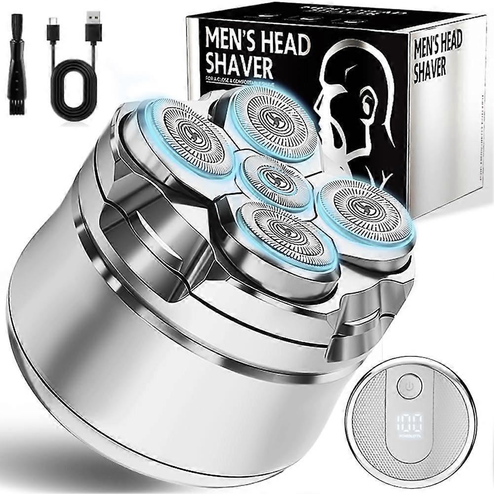 Electric Head Shavers for Bald Men - Rechargeable Cordless Rotary Shaver in Black, Battery Powered, Minimalist Design