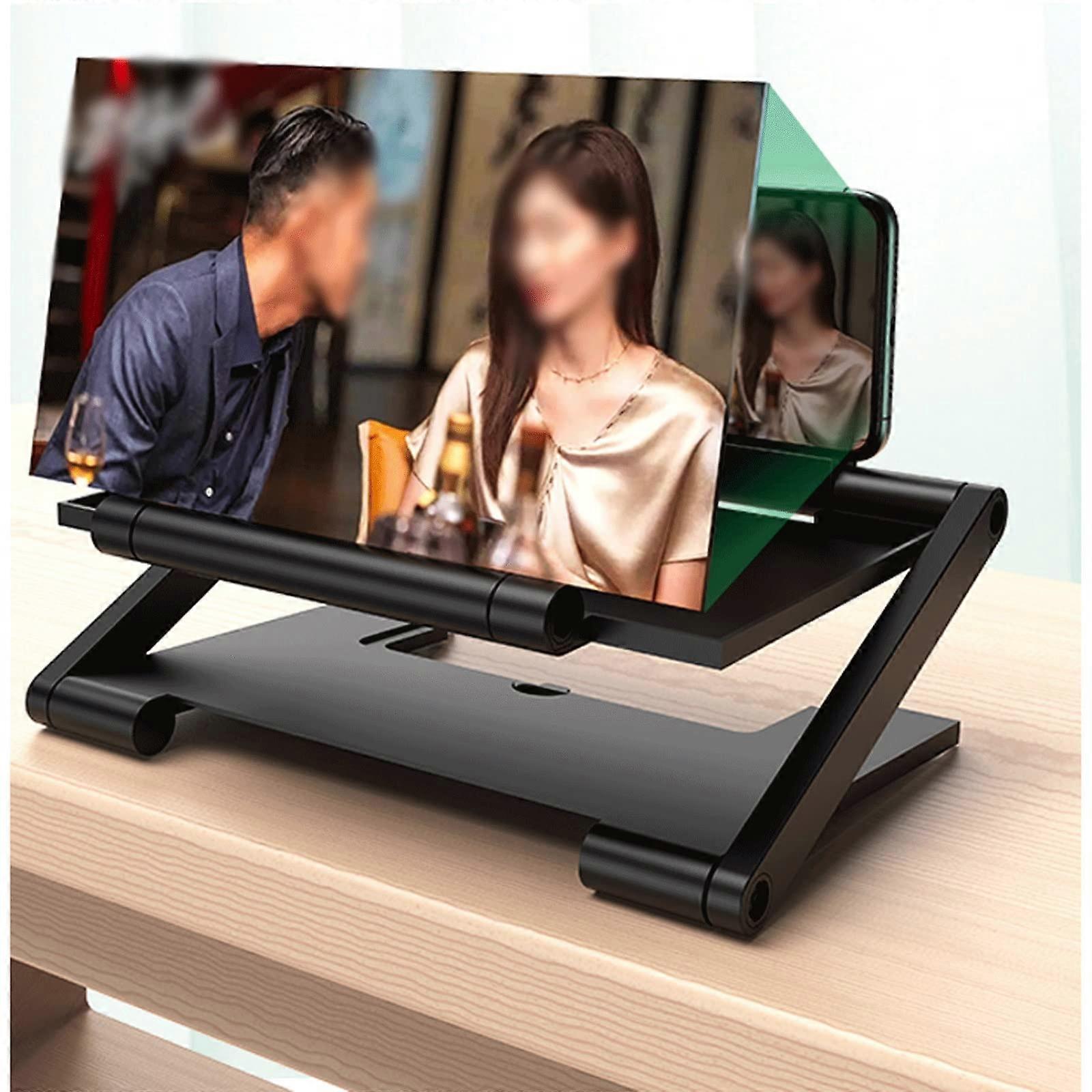 Phone Screen Magnifier 3D Projector for Movies and Games, Foldable Stand, Compatible with All Smartphones, Adjustable Size