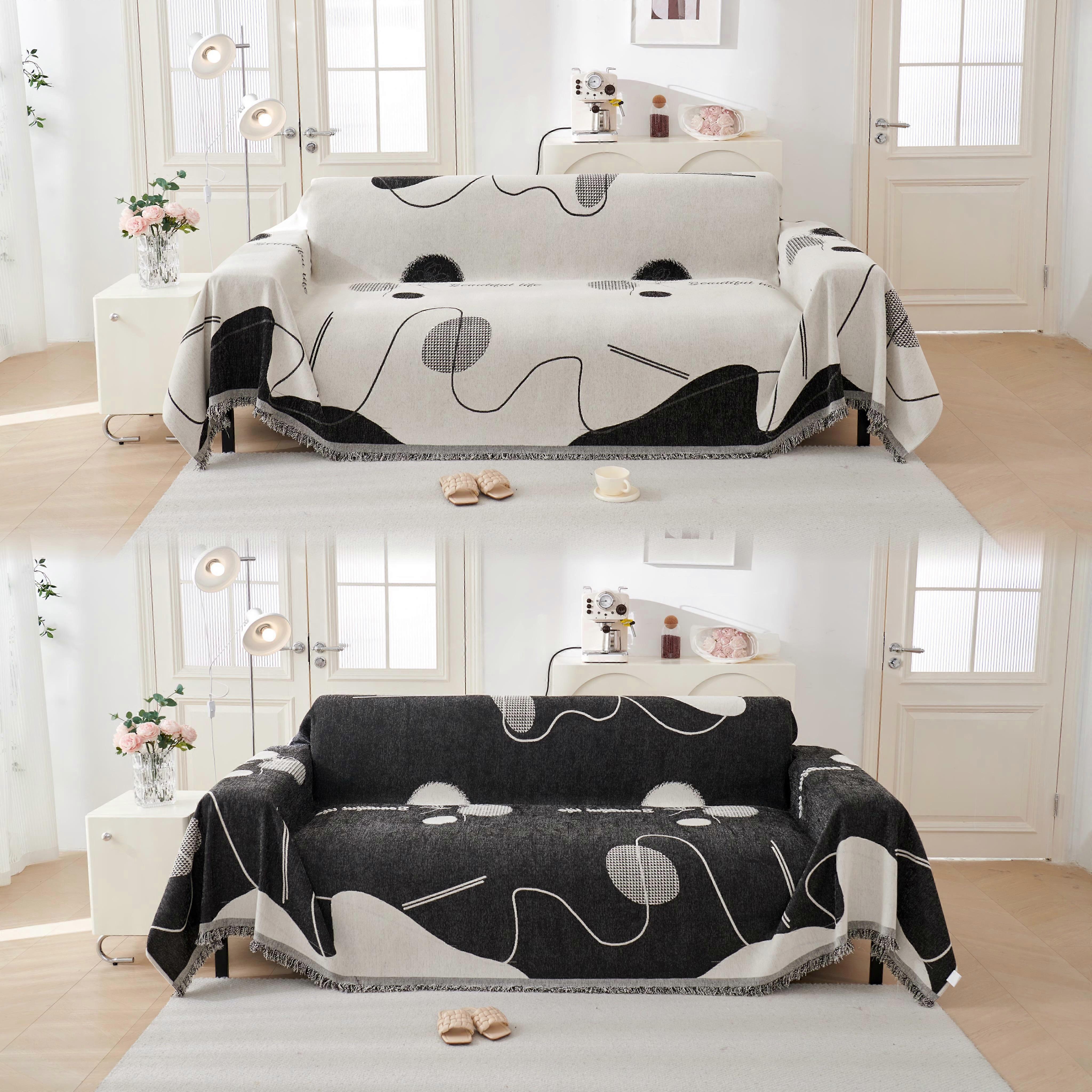 1pcs Double Sided Sofa Cushion Blanket Anti Cat Scratch Non-Slip Seat Mat Fashion Chenille Dustproof One Piece Full Cover Towel