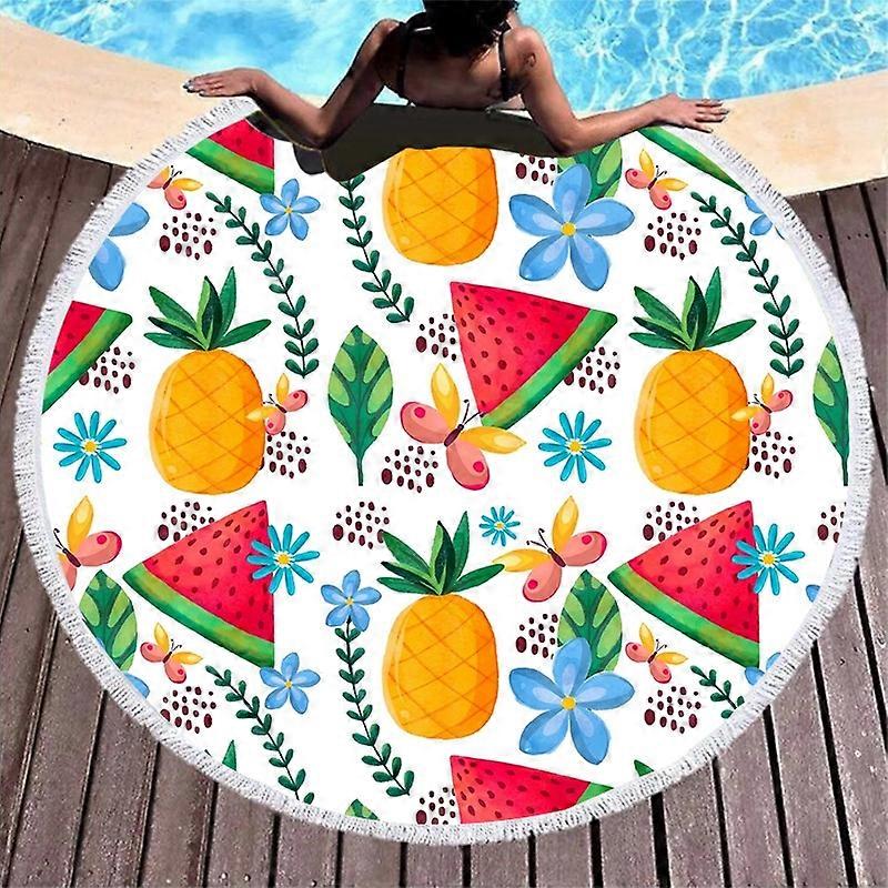 BL007 Microfiber and Fringed Soft Comfortable Circular Print Beach Towel
