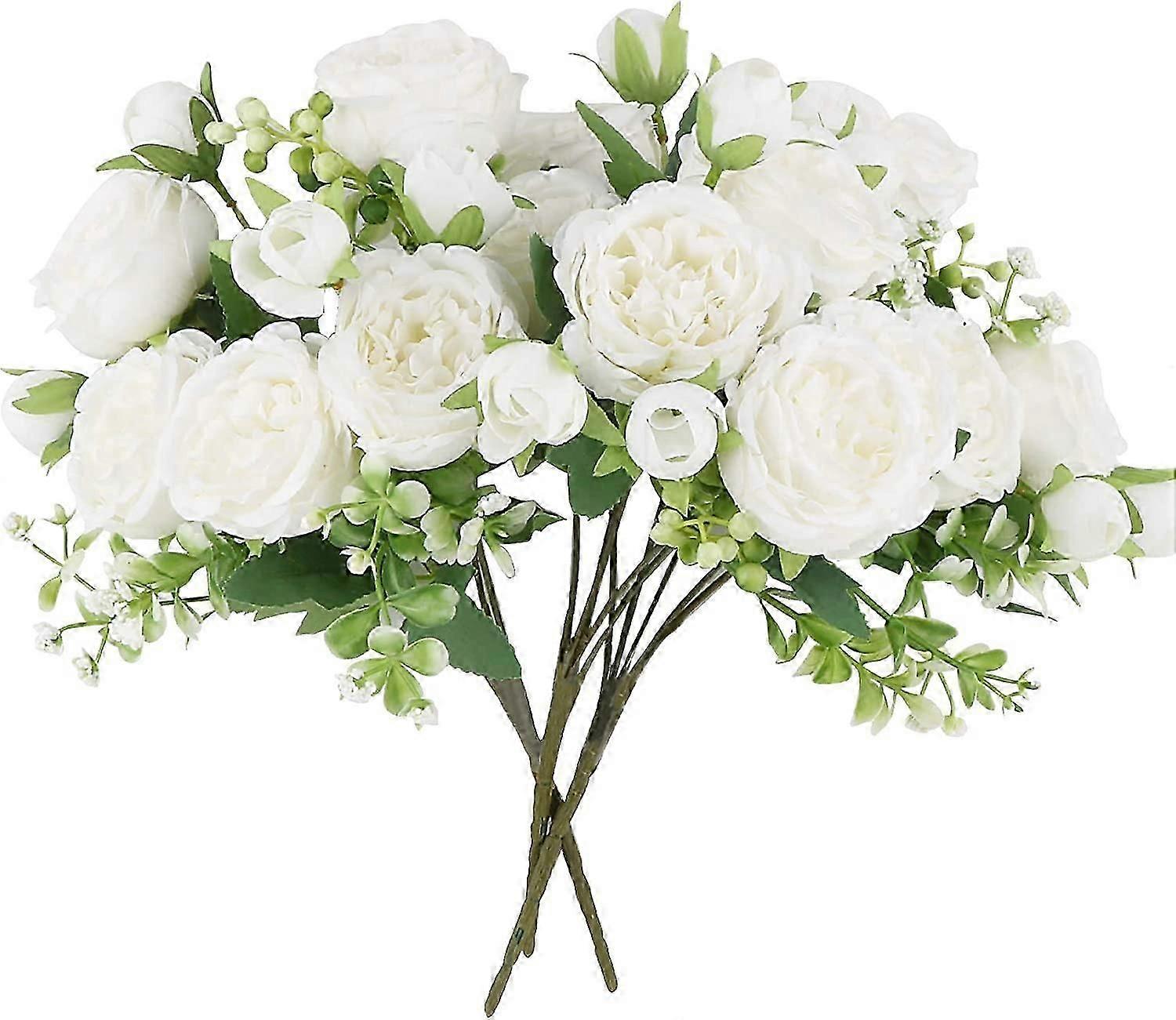 3db művirág bazsarózsa csokrok dekoráció,15 bazsarózsa virág,fehér