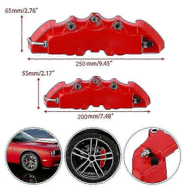 Rød 3d stil universal bil bremsekaliber - FFY