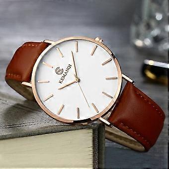 KEMANQI Simple Ultra-thin Waterproof Steel Mesh Belt Quartz Watch for Men