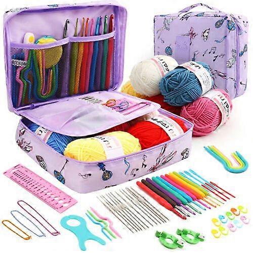 59Pcs Ensemble de crochet ergonomique 5 rouleaux de fil à tricoter kit d’aiguilles pour entrées