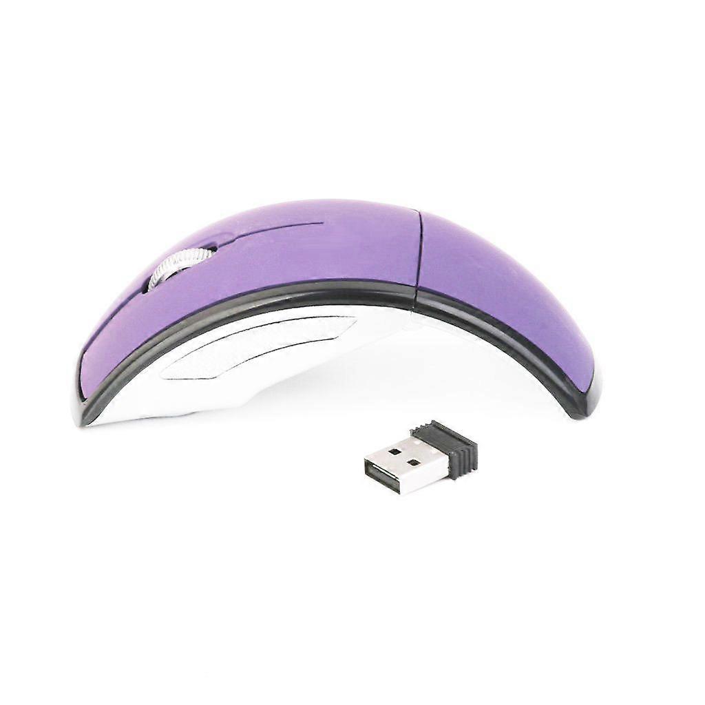 2.4GHz Wireless Laptop Folding Folding Arc Optical Mouse USB Mouse Purple