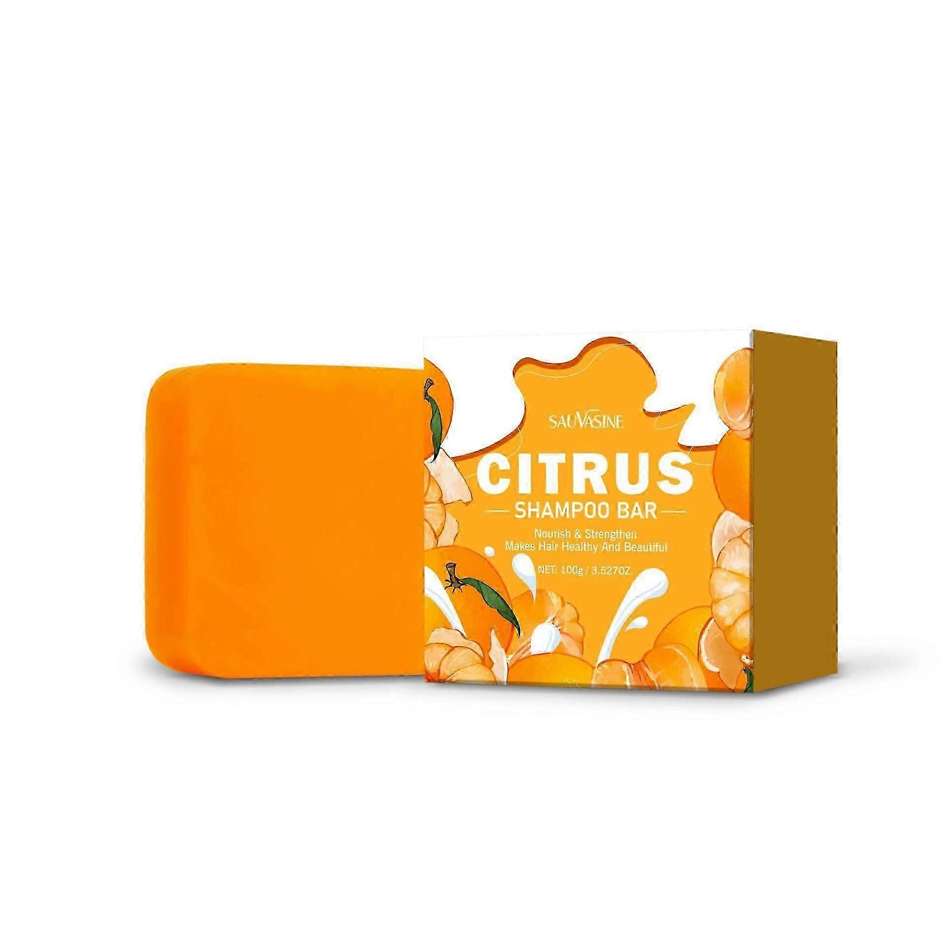 Citrus Shampoo Bar, 100g tuhý šampon v tyčince pro posílení, čištění a hydrataci suchých a kudrnatých vlasů.