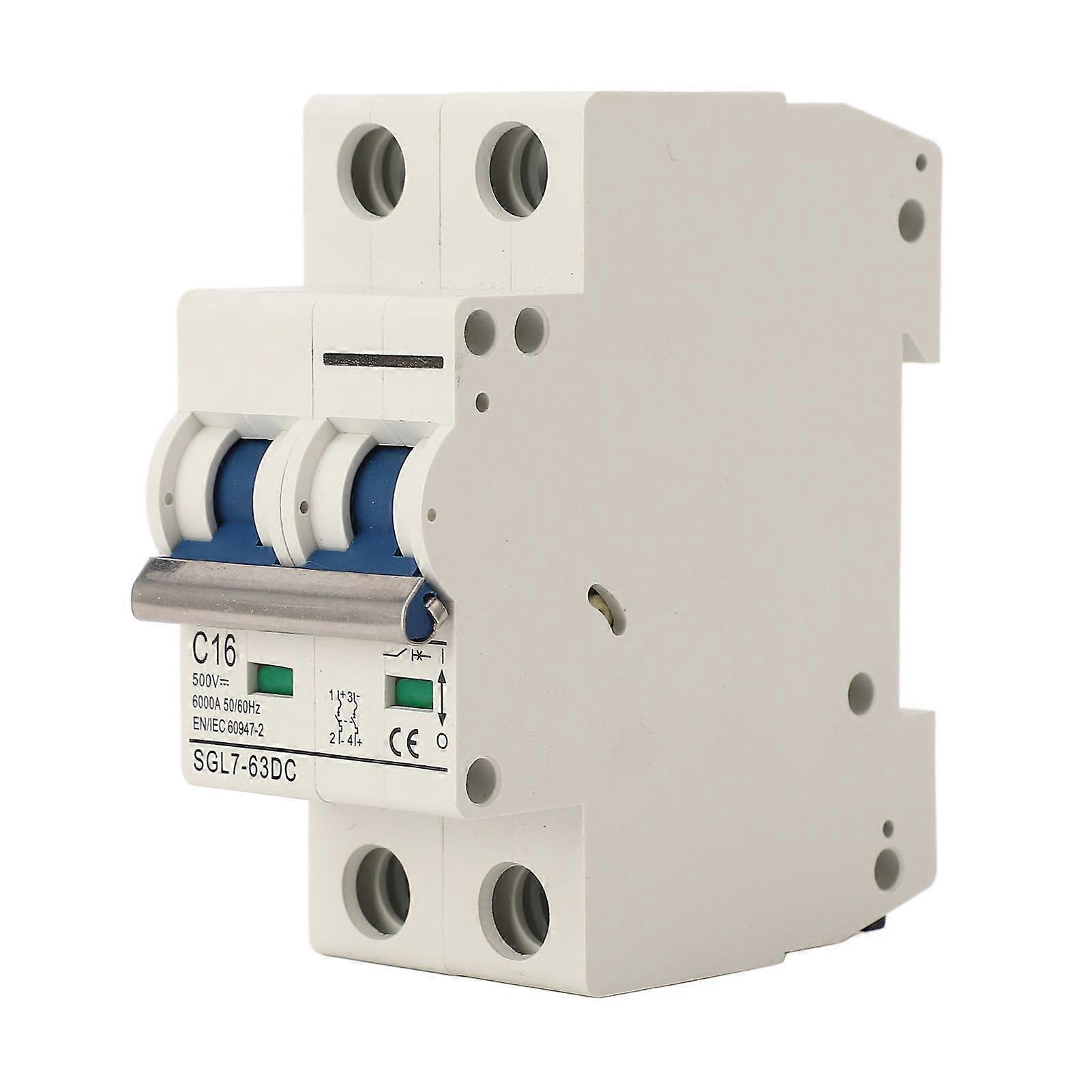 Disjoncteur miniature à montage sur rail DIN DC 2P 16A pour système solaire PV DC500V