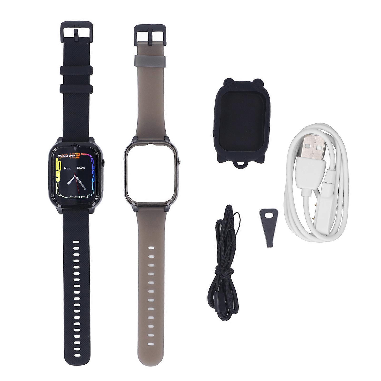 Children Smart High Definition Large Screen Voice Message Video Calling Multi Function 4G Kids Watch Black