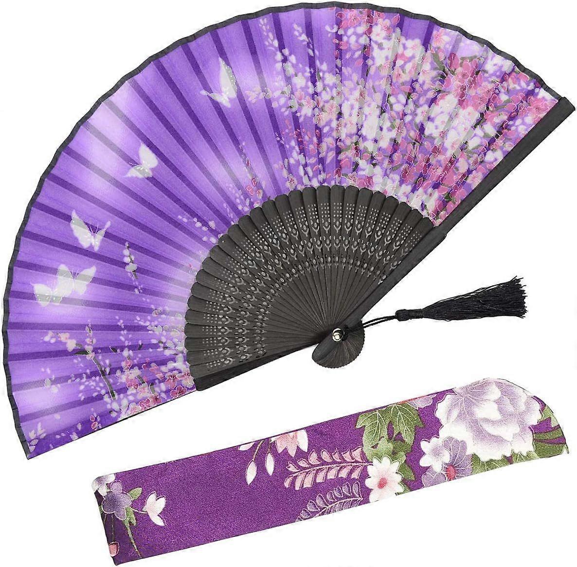 Haute qualité tout nouveau femmes main soie pliant ventilateurs avec cadre en bambou -