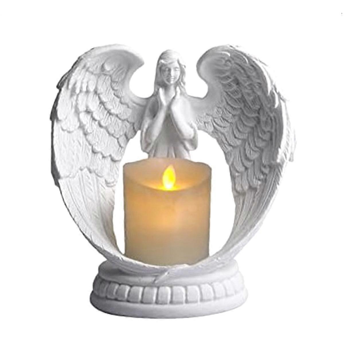 Starry White Angel Wing Praying Sandstone Statue