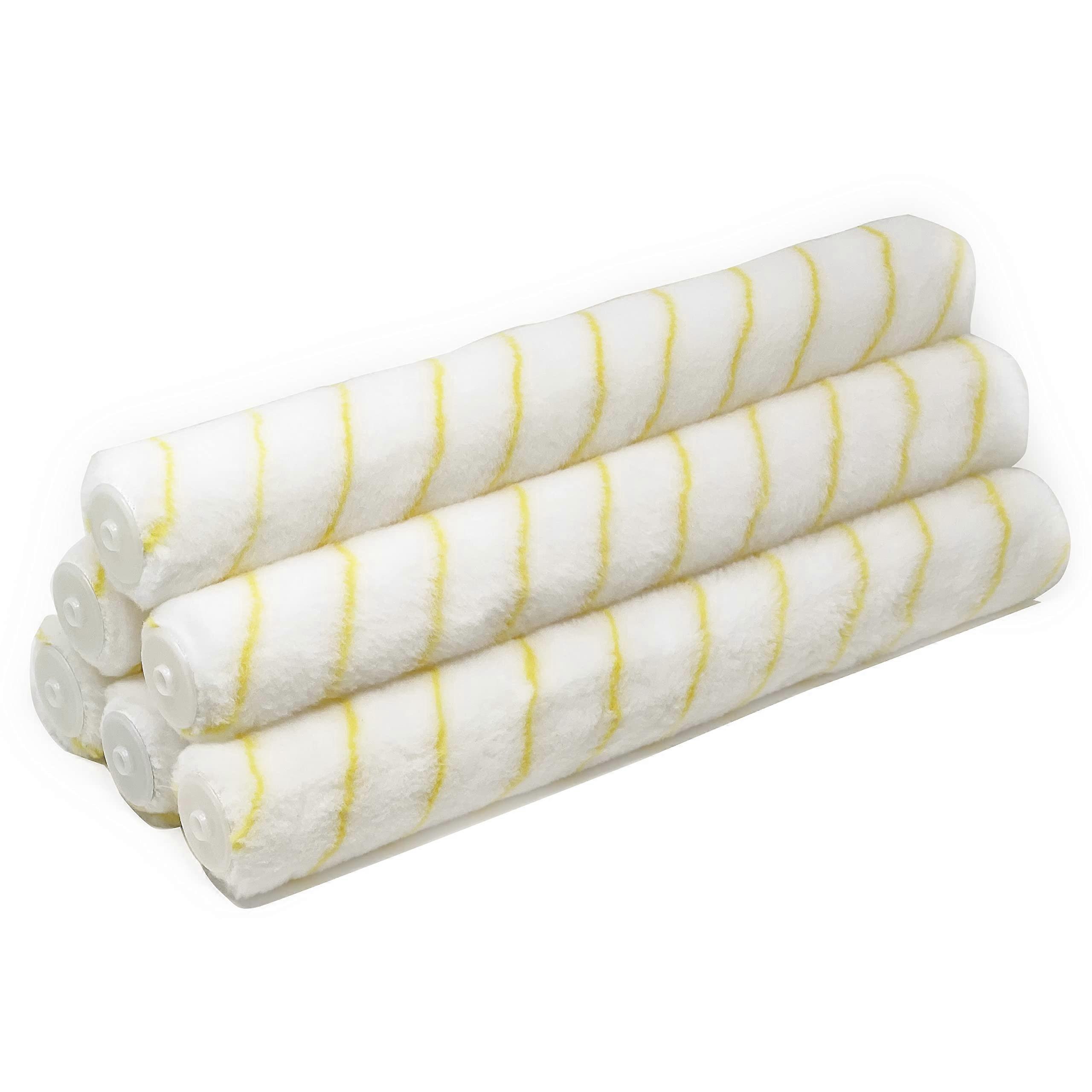 18 Inch Shedless Lint Free Paint Roller Covers with End Caps 6 Pack for Smooth Finish and Easy Cleaning