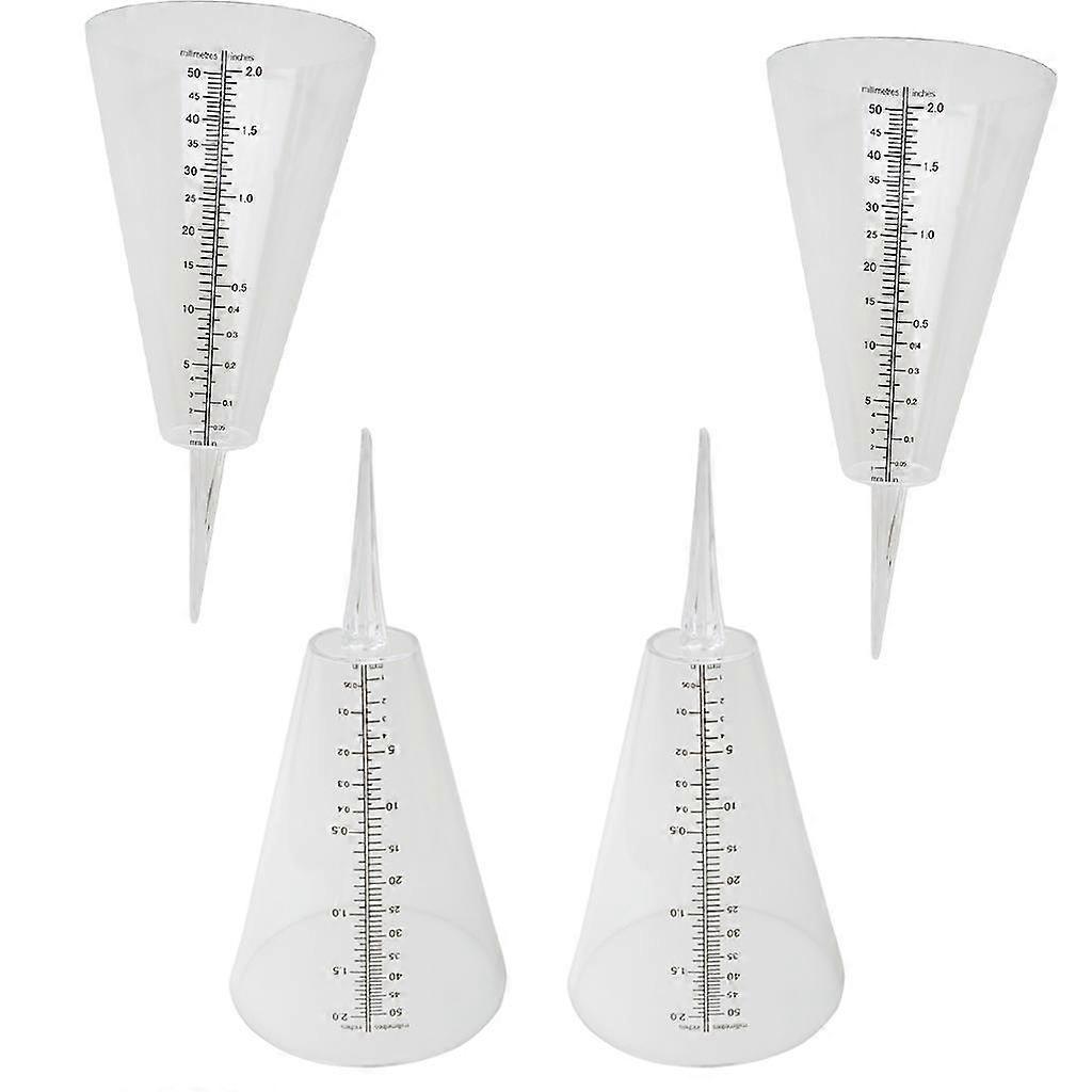 4pcs Plastic Cone Tube Rain Gauge for Outdoor Garden with Easy Read Digits
