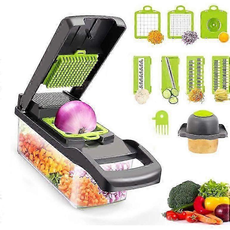 Vegetable Chopper, 12 in 1 Professional Mandoline Slicer for Kitchen, Multifunctional Food Chopper Cutter for Onion, Potato, Tomato, Veggie with 8 bla