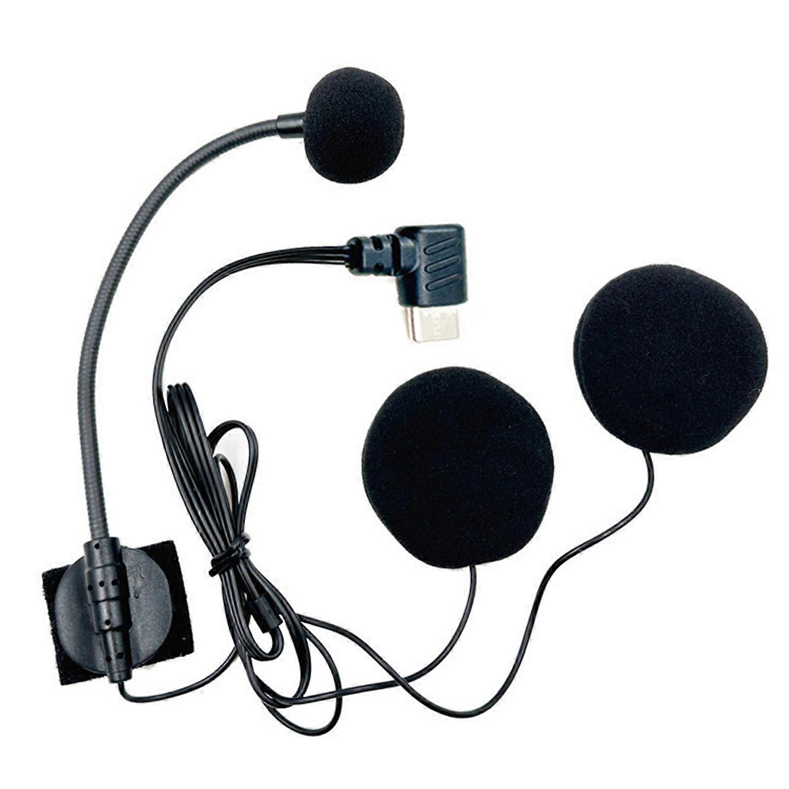 Motorcycle Half Hooded Helmets Microphone with Type C Connectors and Double 32Ω Speakers Omnidirectional Earphone Mic