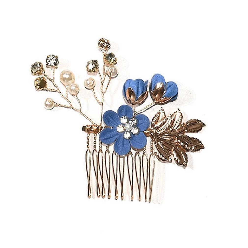 Flower Hair Combs and P Accessories (3 flowers combs, Royal blue)