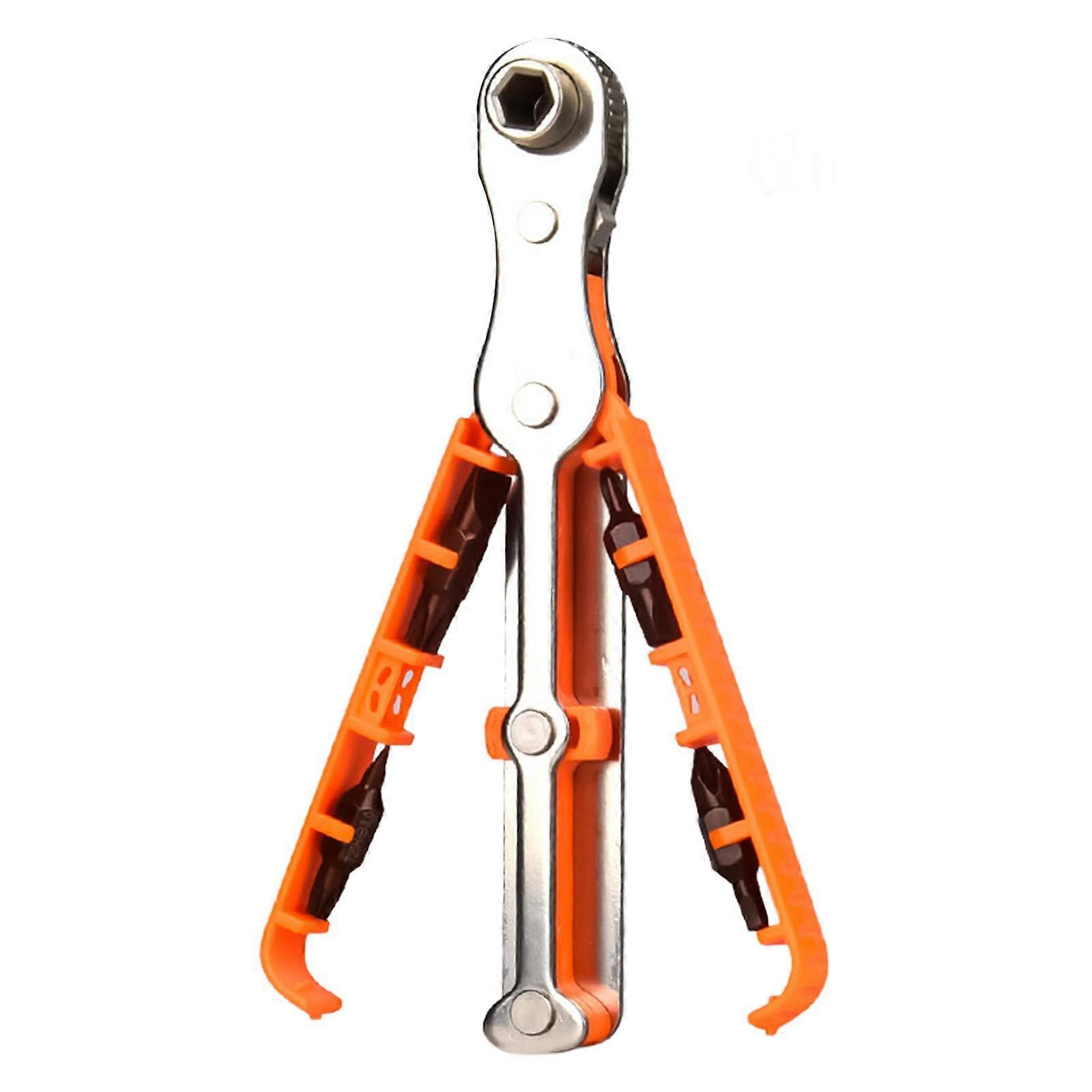 Ratcheting Screwdriver Screw Driver Tool 1/4" Hex Shank Drill Bits 8 in 1