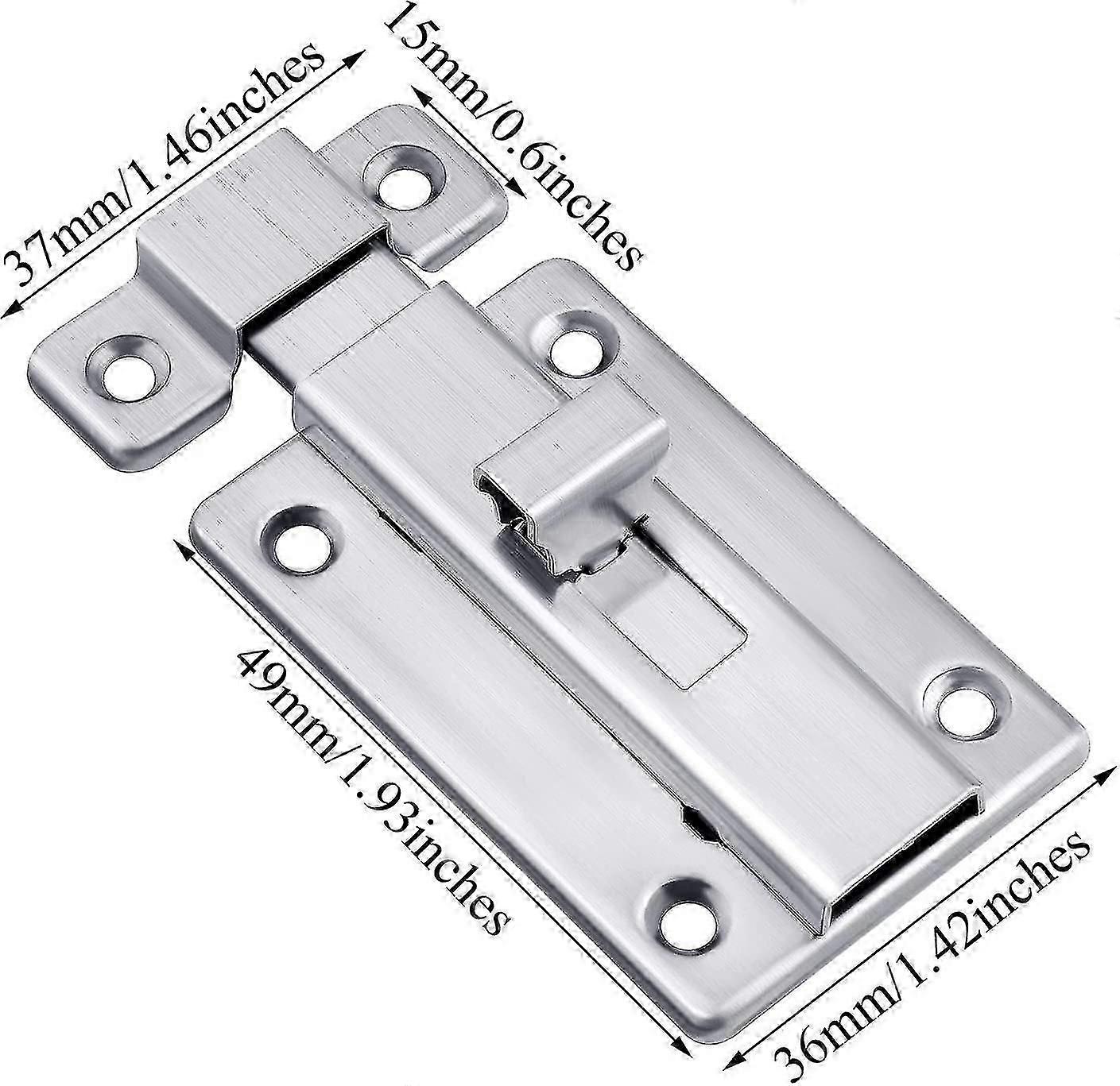 2パックステンレス鋼ドアラッチドアボルトスライドボルト屋内および屋外用表面実装スライドボルト、2インチ
