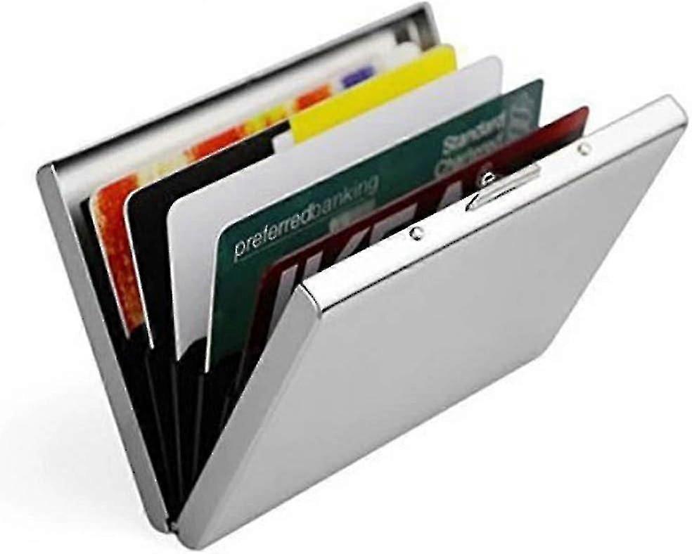 Stainless Steel Credit Card Wallet, Unisex, Brushed Aluminum Card Case (silver)