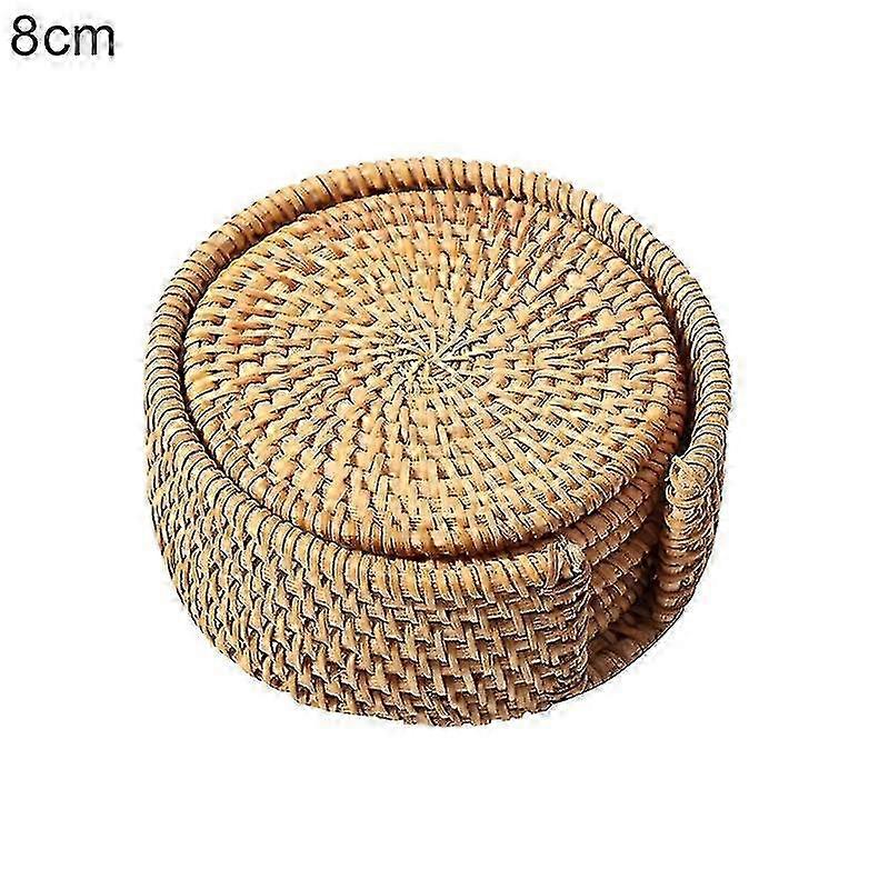6 sztuk / zestaw okrągłe podstawki pod napoje sztućce podkładka miska mata rattanowa mata
