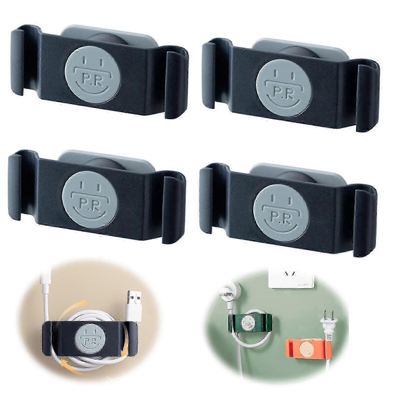 Rotatable Cable Holder 4-Pack - No Glue Needed for Power & Data Cables