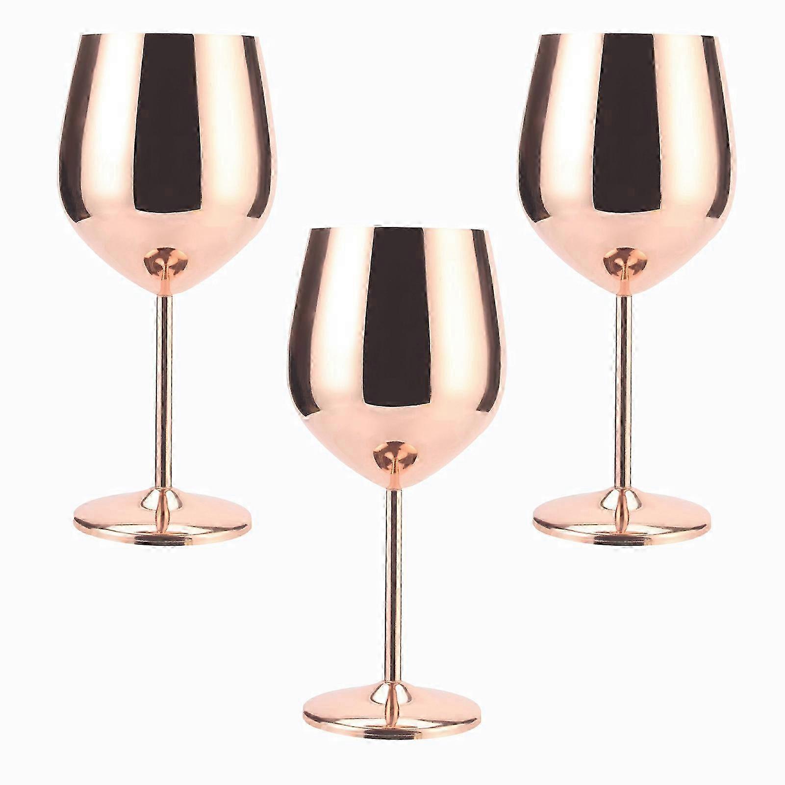 ステンレス鋼ワイングラス18オンス、パーティーウェディングオフィス用ローズゴールドゴブレット - 4個