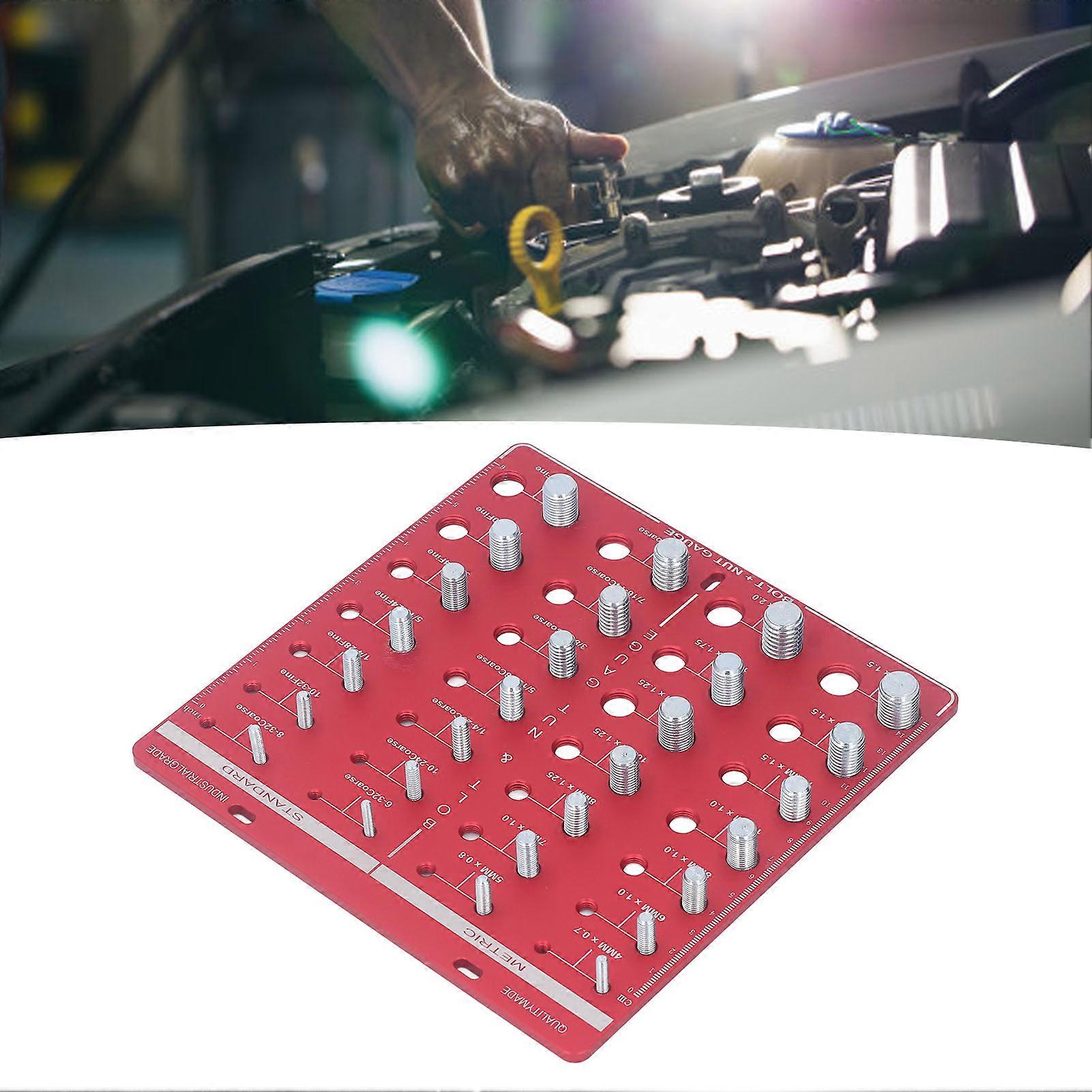 Nut and Bolt Thread Checker 7.9x7.9in Identifier Gauge Aluminium Alloy Easy Operation Accurate Ruler Gauge for Garage 