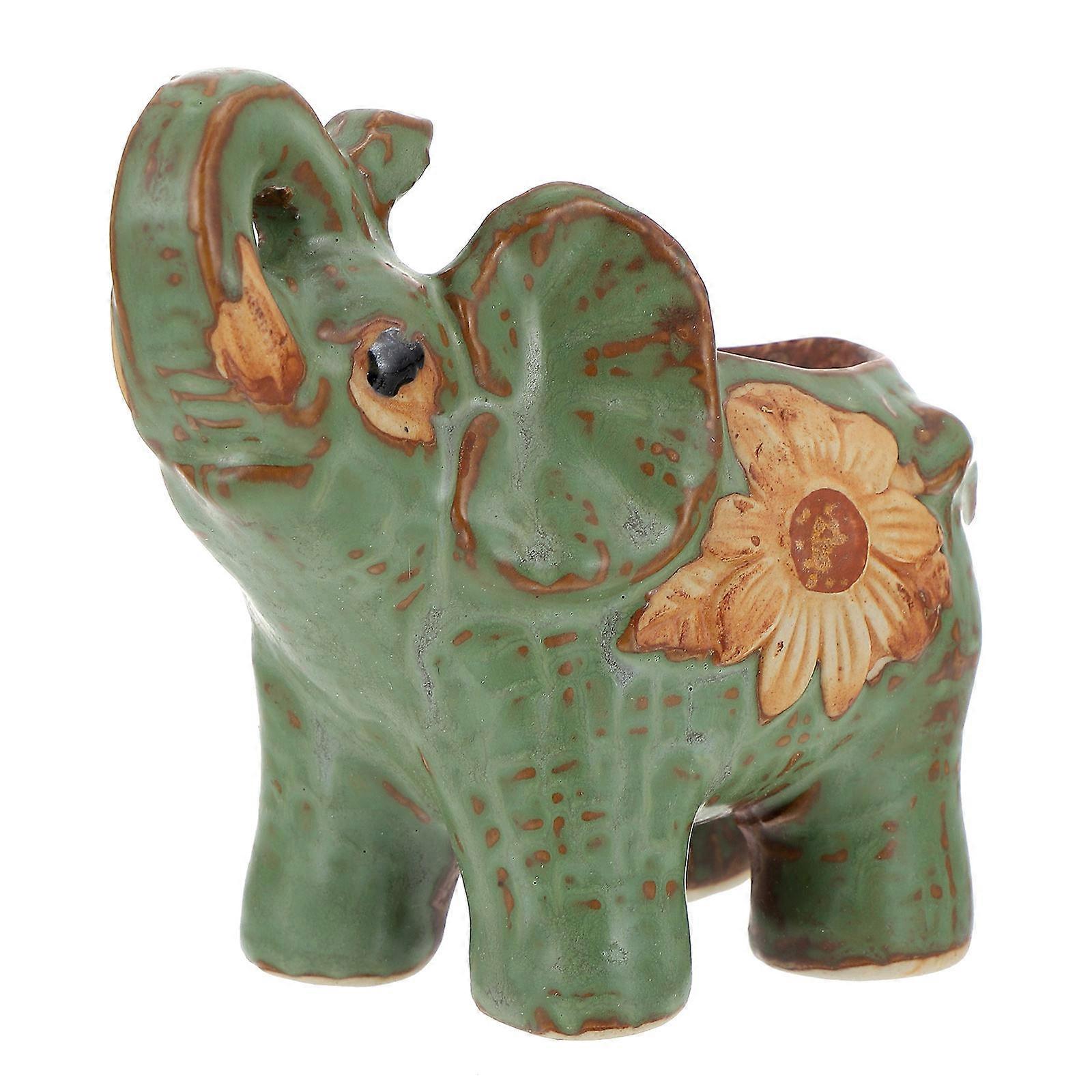 Elephant Shaped Ceramic Flower Pot Succulent Pot for Home Use