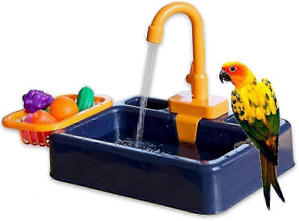 Parrot Bird Bath with Faucet, Automatic Swimming Pool for Bird Cage Toys