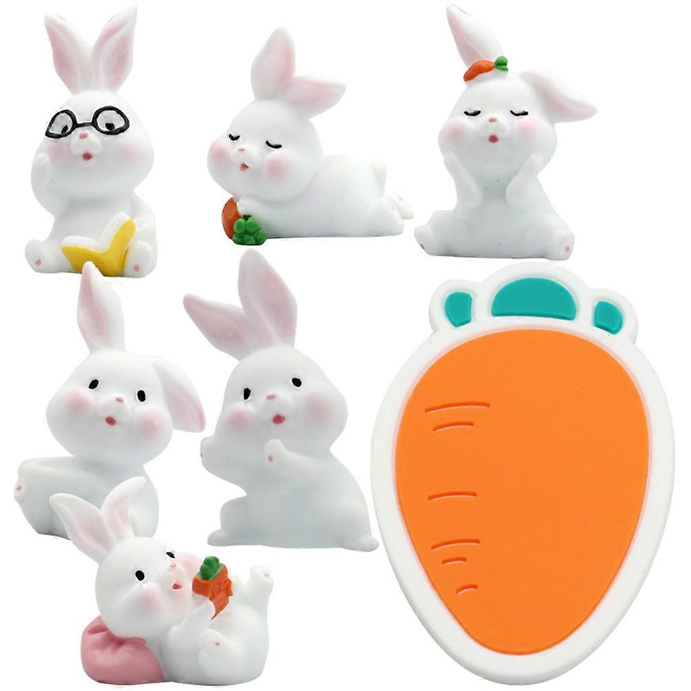 Mini Animal Miniatures Resin Miniature Rabbit Figurines For Desktop Tiny Rabbit Statues Easter Decor 1Set