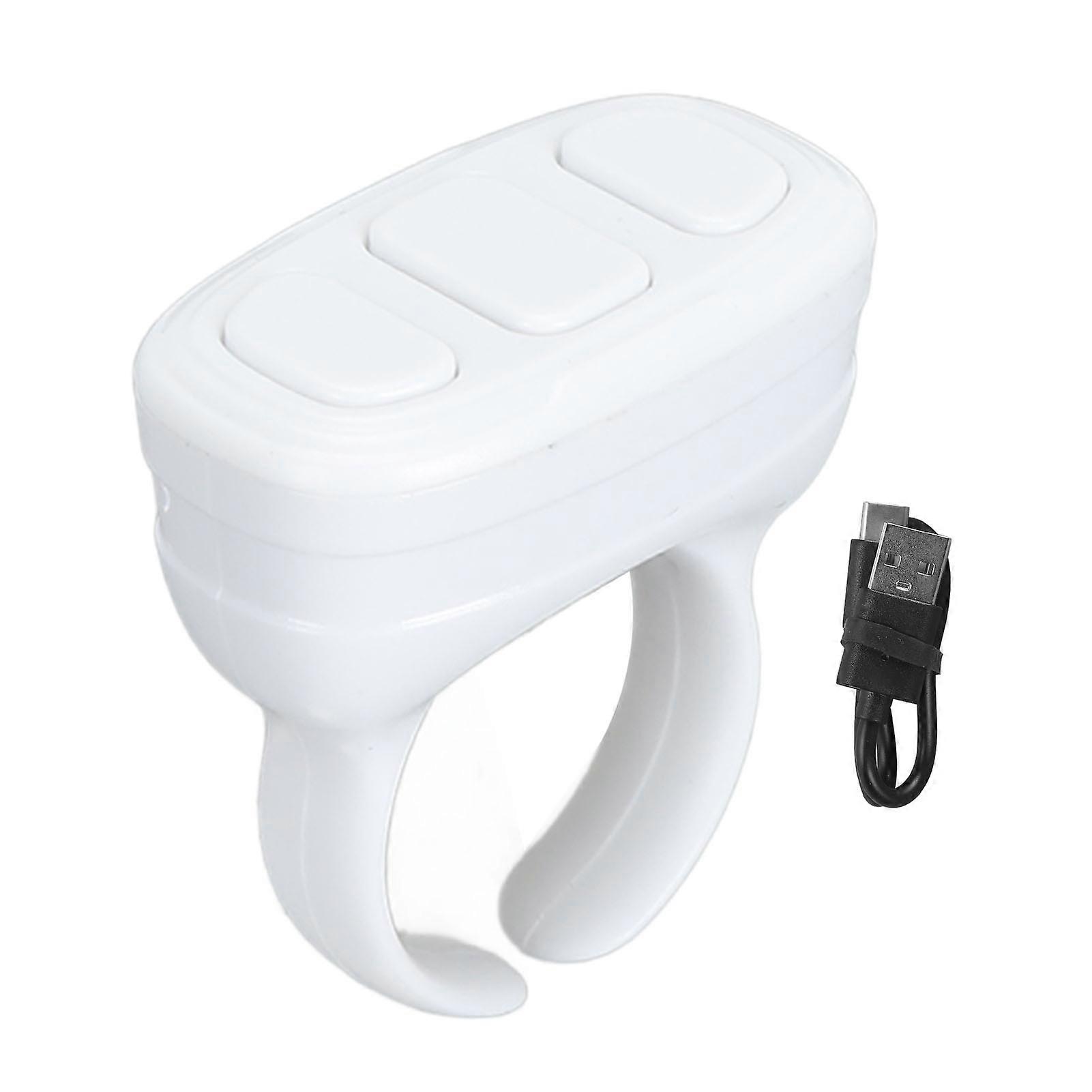 White Bluetooth Finger Remote Controller for Video Browsing & E-Book Reading - 10m Range