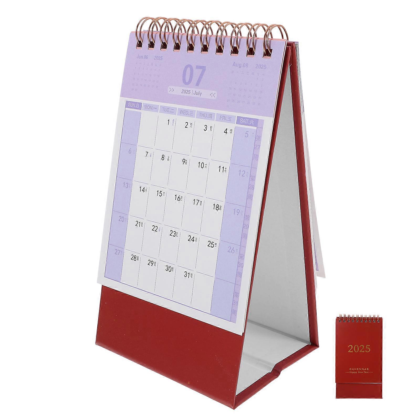 Monthly Desk Calendar Mini Standing Calendar For Teachers Students July 2024 to December 2025 16.00X9.50X7.0cm 1Pcs