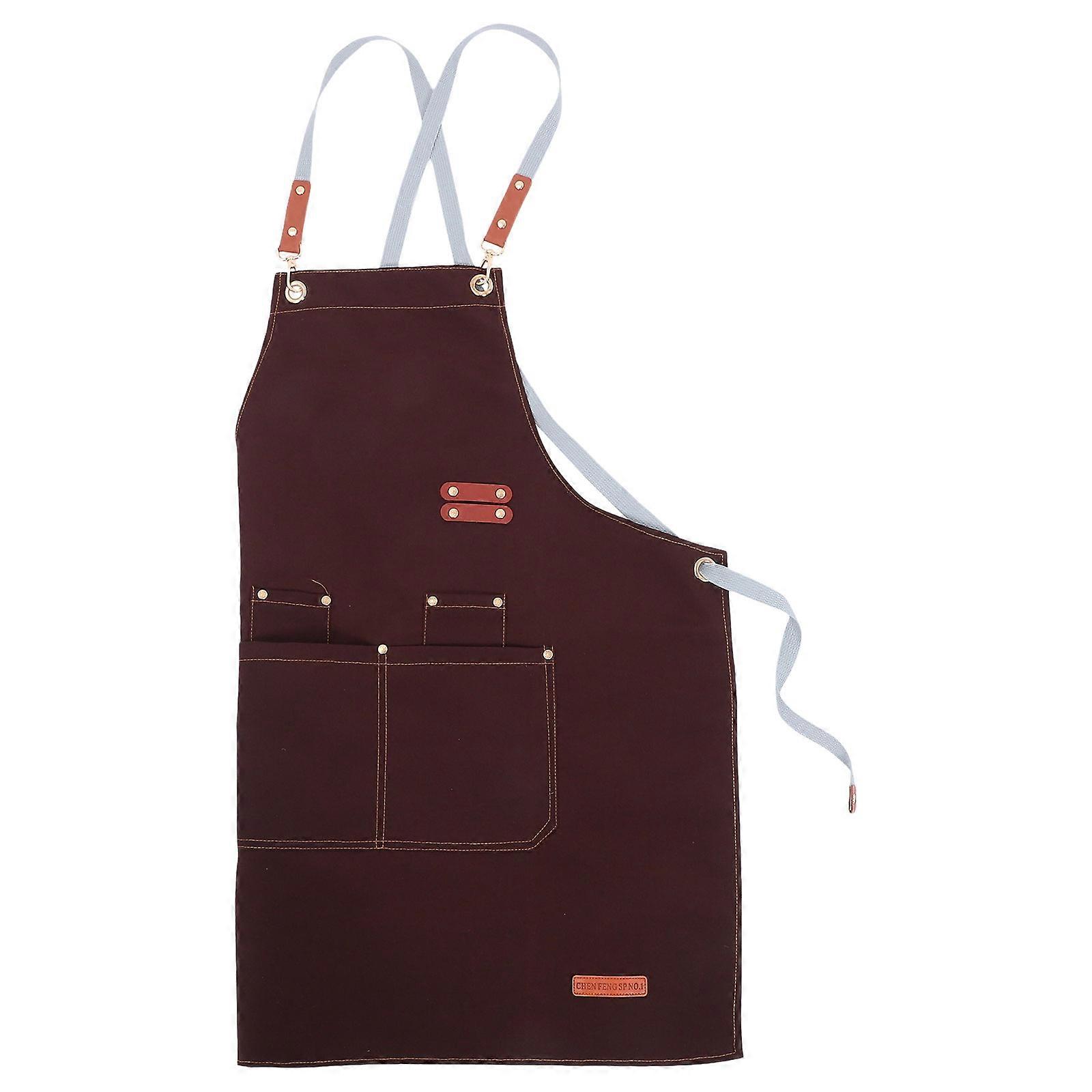 Apron Waterproof Oil-Proof Kitchen Canvas Cross Back Adjustable Straps Full Coverage Casual Work Settings 1Set