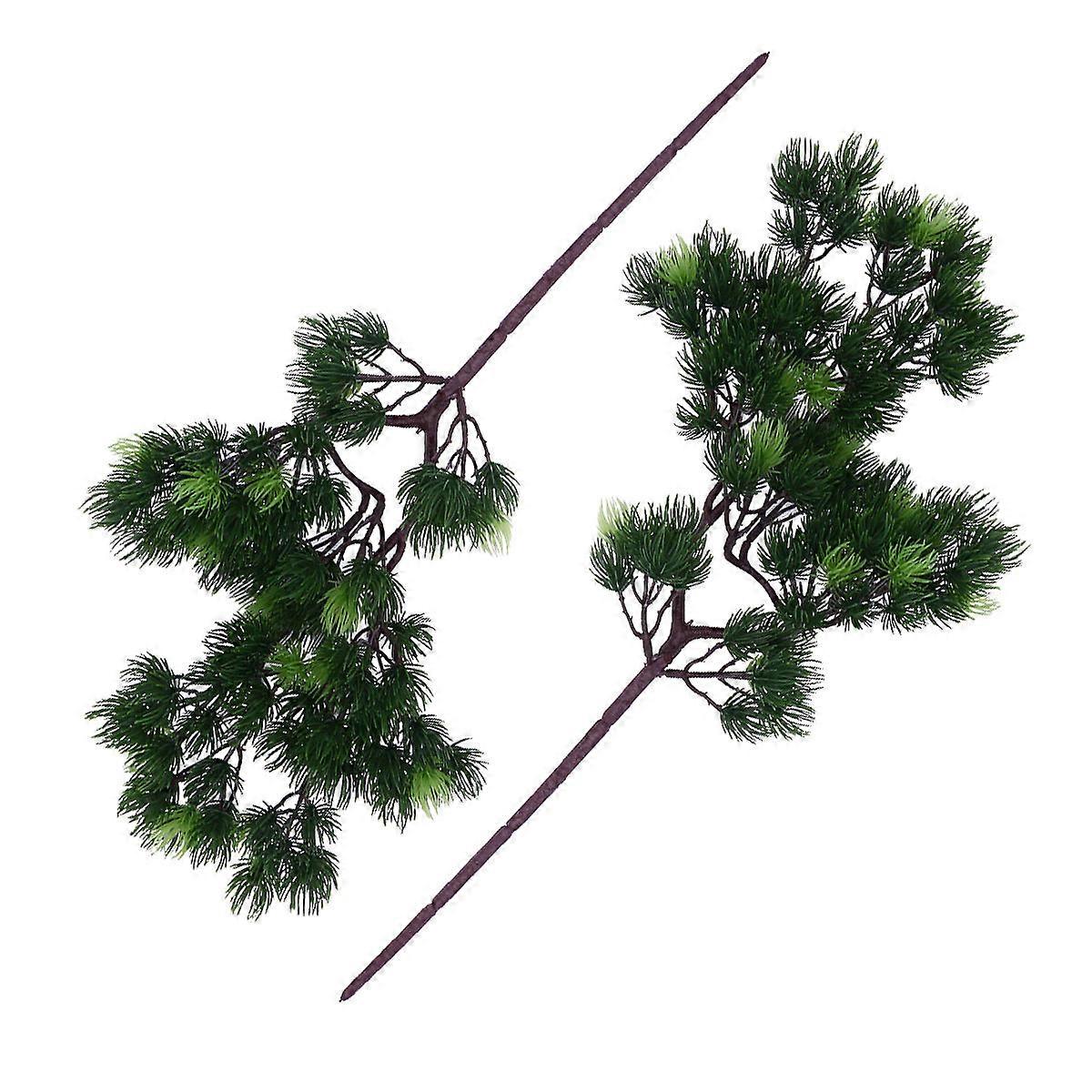 Fake Tree Branches 2Pcs Green Artificial Pine Material for Home Decoration
